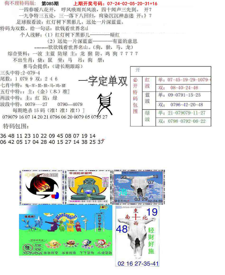 085期狗不理特码报[图]